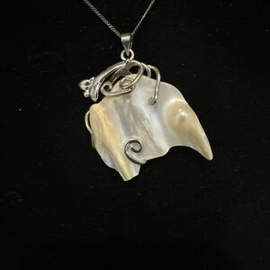 Natural Baroque Freshwater Pearl Pendant Vintage Jewelry In Silver Tone Metal